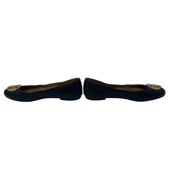 Tory Burch Benton Ballet Flats - Black Nappa Leather - Gold Tone - Size 7 - Picture 3 of 8